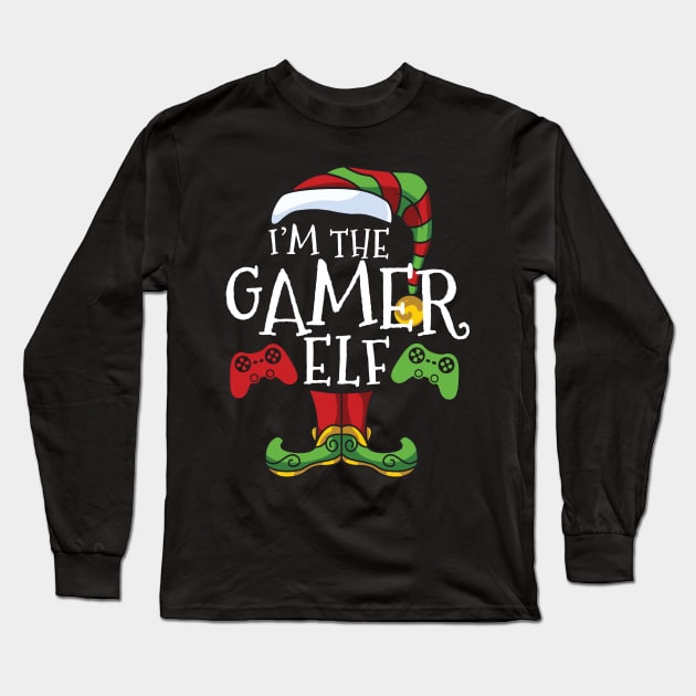 Gamer Elf Family Matching Christmas Holiday Group Gift Pajama Long Sleeve T-Shirt by BeesTeez